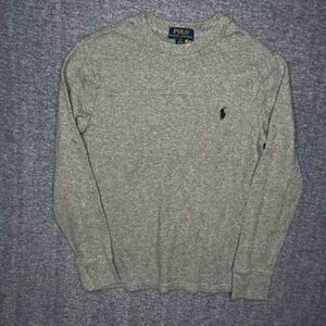 Polo Ralph Lauren Boys Gray Waffle Knit Thermal Long Sleeve Shirt Size M 10-12
